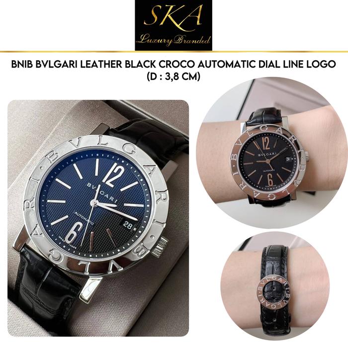 Bvlgari Watch Authentic Leather Black Croco Automatic Dial Line Logo 38mm