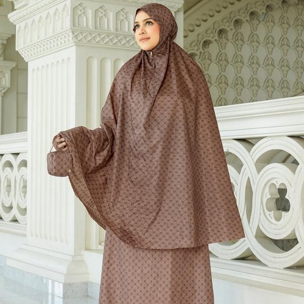 Mukena BUTTONSCARVES Monogram Mini Capsule Prayer Robe - Mahogany