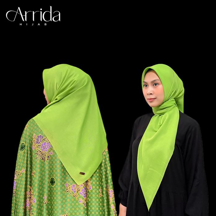 Segiempat Hijau Cerah 110x110 Lasercut Premium logo FREE POUCH / kerudung Hijau Muslimat / jilbab mu