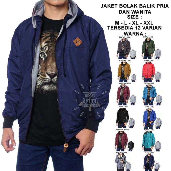 Jaket Bolak Balik Waterproof Pria / Jaket Trendy Bolak Balik