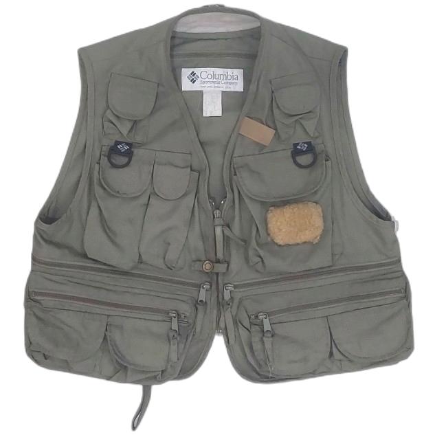 ROMPI MANCING COLUMBIA PFG FISHING VEST ORIGINAL OLIVE TACTICAL CAMPING OUTDOOR