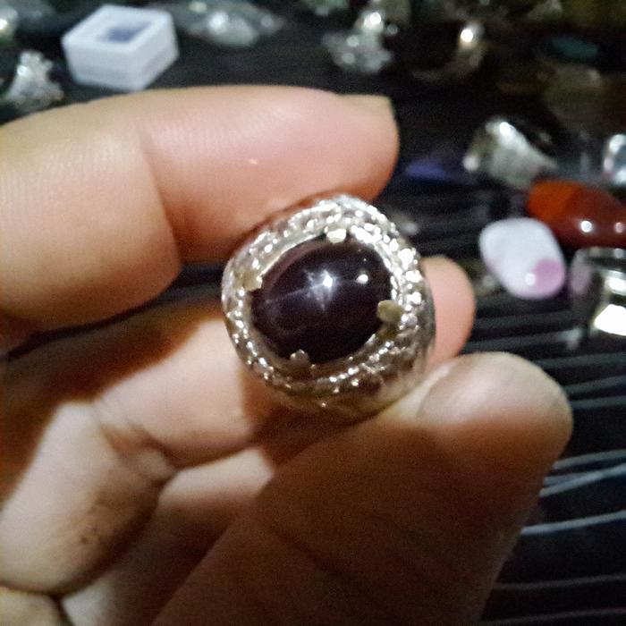 Cincin Batu Natural Red Garnet Star Ber Memo # 1