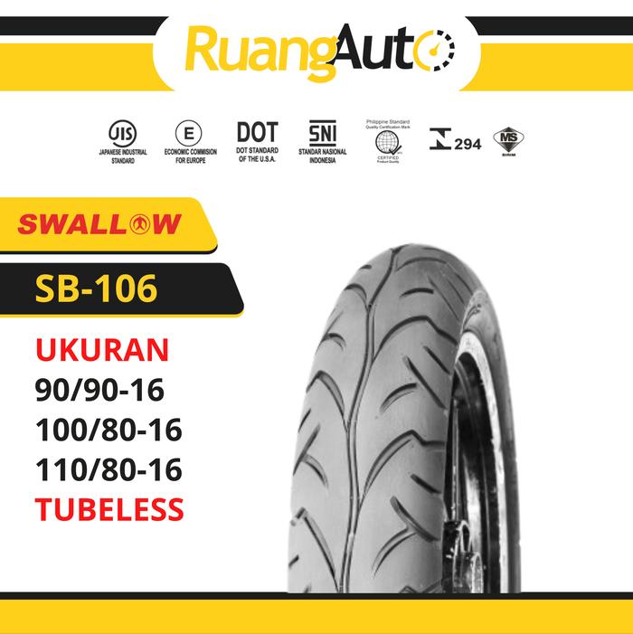 BAN LUAR SEPEDA MOTOR SWALLOW SB-106 STROM 90/90 100/80 110/80 RING 16 TUBELESS