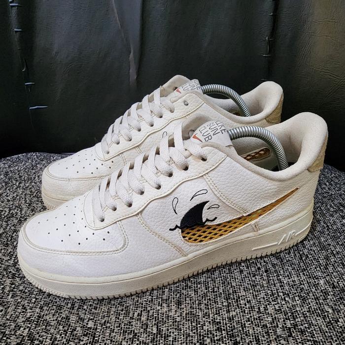 Sepatu Sneakers N!ke A!r F0rce 1 Low '07 LV8 Next Nature ' Sun Club - White Shark's Fin' Second - Si