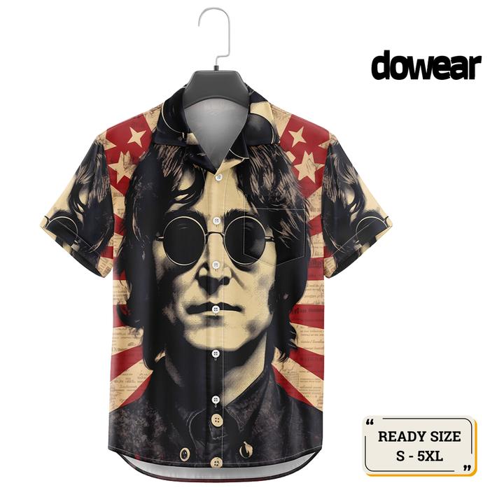 Dowear Baju Kemeja Motif Cewe Cowo Motif Full Printing Oversize Pria Wanita Outdoor JOHN LENNON 385