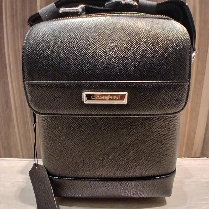 tas slempang sling bag selempang pria kulit asli premium original CASERINI - BLACK