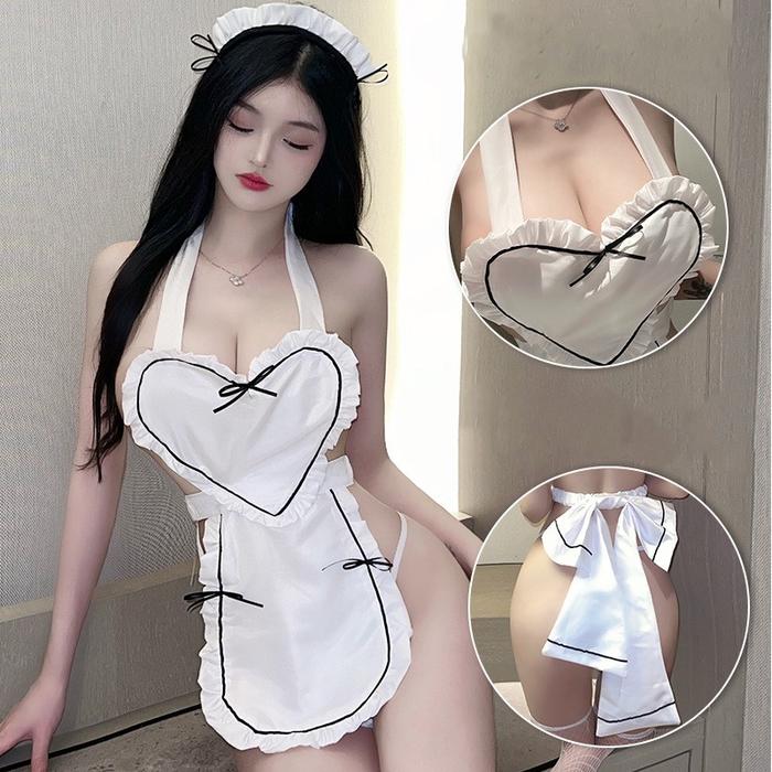 LINGERIE PAKAIAN WANITA SEKSI SERAGAM PELAYAN PEMBANTU COSPLAY ANIME JEPANG CANTIK BAJU DINAS APRON 