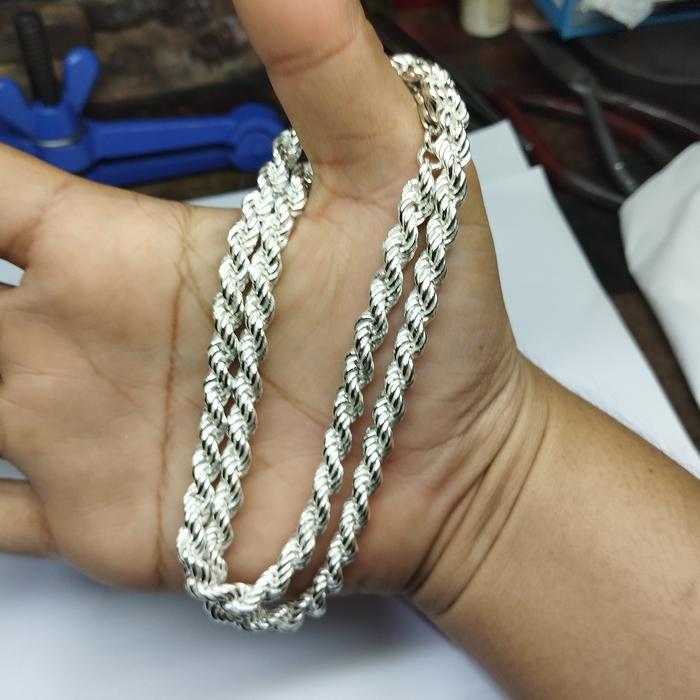 kalung rantai tambang perak murni pria