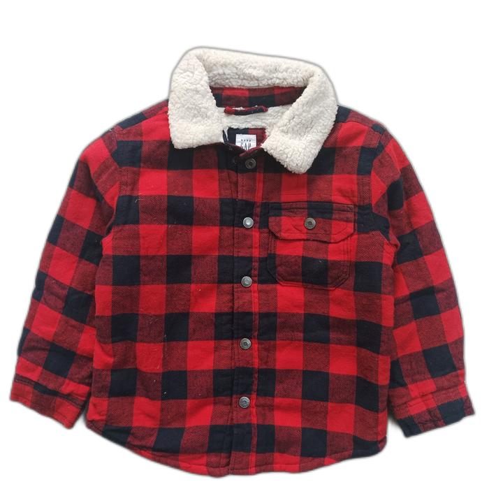 jaket anak gap plaid sherpa flannel outer jacket casual 3-4tahun