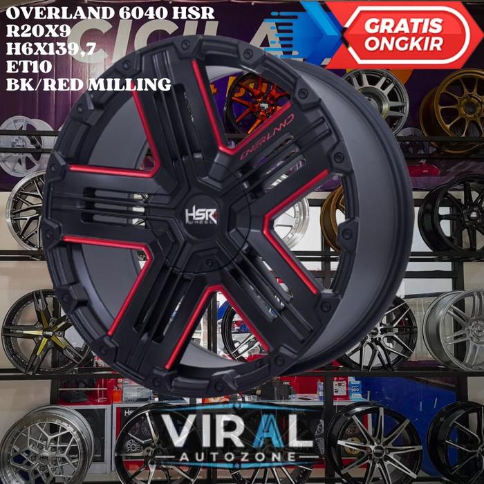 Velg Mobil R20 Offroad Hsr Overland Ring 20 lebar 9 in ET10 Hitam dop Murah