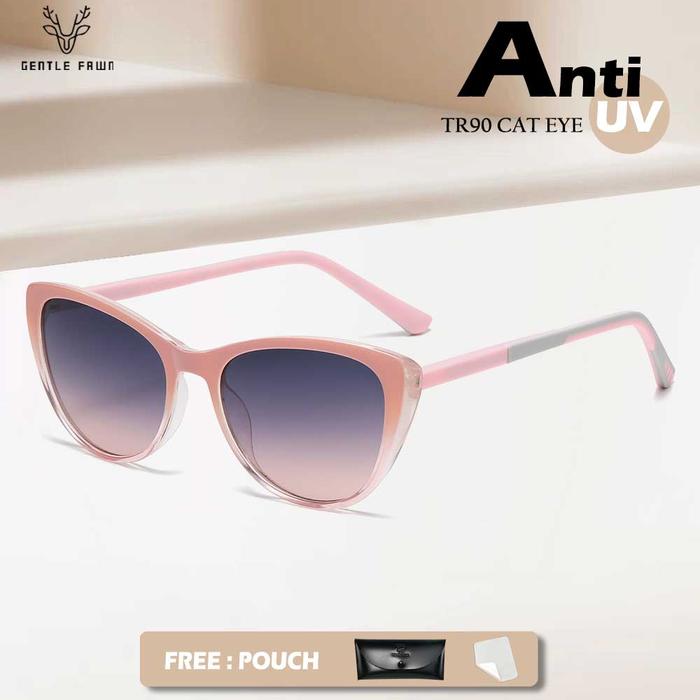 Gray Pink Kacamata Sunglasses Anti Silau Sinar UV Model Cat Eye Terbaru Bahan TR90 Fashion Wanita Pr