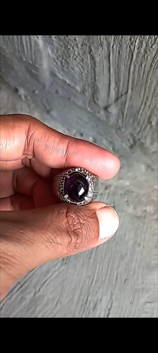 Kecubung Wulung Hitam Tembus Ungu Ring Perak