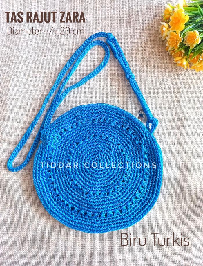 Tiddar Store Tas Rajut Zara Ukuran Diameter -/+ 20 cm Benang Nilon Satu Ruang Tas Wanita Terkini Ter