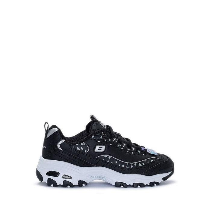 Skechers D'Lites Women's Sneaker - Black - Detail Produk Sepatu kets berlapis anyaman eyelet motif c