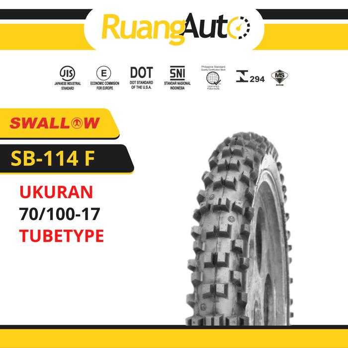 BAN LUAR SEPEDA MOTOR SWALLOW SB-114 F TERRA CROSS 70/100-17 RING 17 TUBETYPE