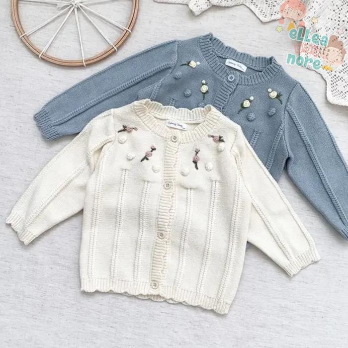 [Elleaandnore] Sweater Cardigan Bayi Anak Perempuan Knit Sweater Jaket Anak Bayi Perempuan