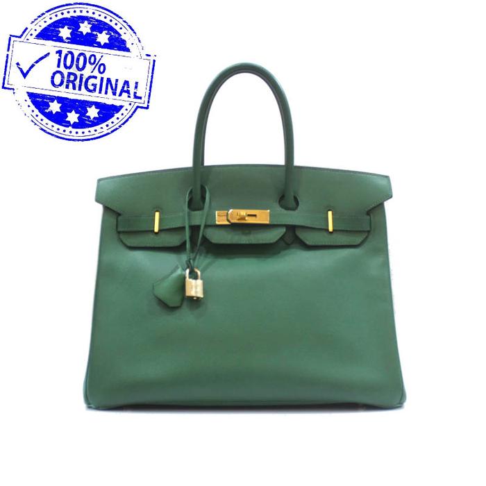 Preloved Hermes Birkin 35 B35 Vert Emerald Green Courchevel Epsom GHW B Square 1998