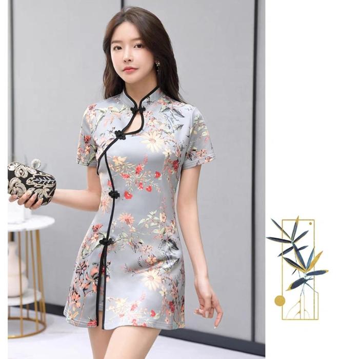 BAJU IMLEK CHEONGSAM WANITA IMPORT 2 SET DENGAN CELANA MINI ROK PENDEK PAKAIAN TAHUN BARU CHINESE CH