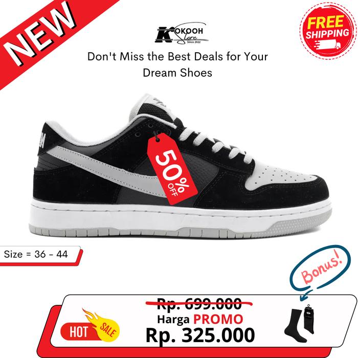 Sepatu Sneakers Pria Wanita Nk3 Sb Dnk Pro Shadow Black Grey Low