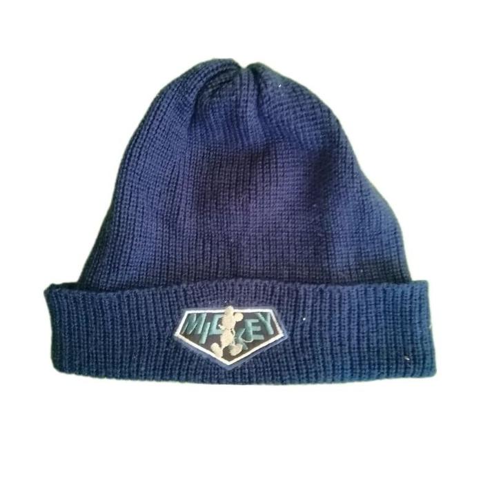 Vintage Disney Mickey Mouse Blue Youth Official Cartoon Beanie by SEGA Topi Kupluk Original Second M