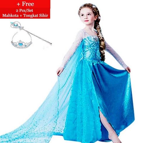Gaun Frozen Elsa / Dress Frozen Elsa Kostum Princess / Dress Anak Frozen / Baju Dress Frozen