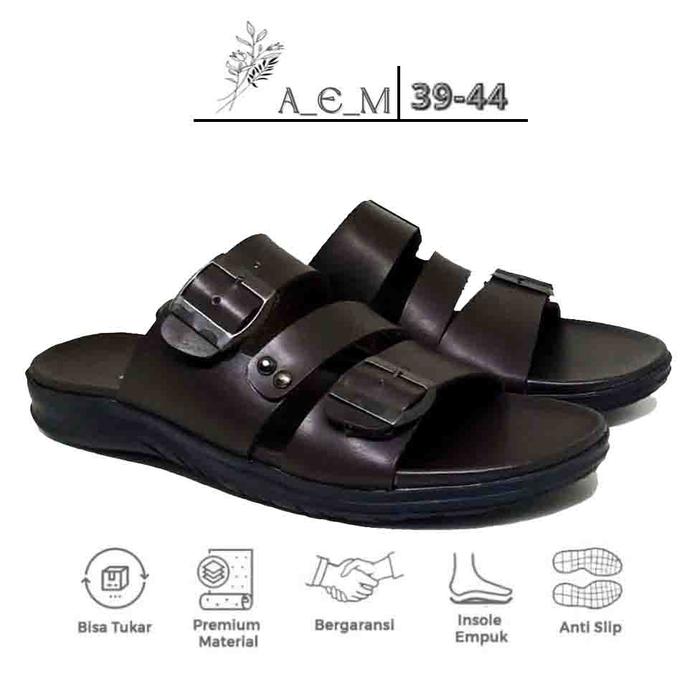 Sandal Kulit Asli Pria Garut Kekinian | Big Size 39-44 | Sandal Casual