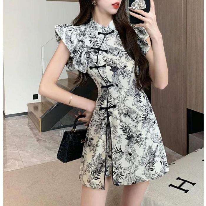 BAJU IMLEK CHEONGSAM WANITA IMPORT CELANA MINI ROK PENDEK PAKAIAN TAHUN BARU CHINESE CHINA CINA CANT