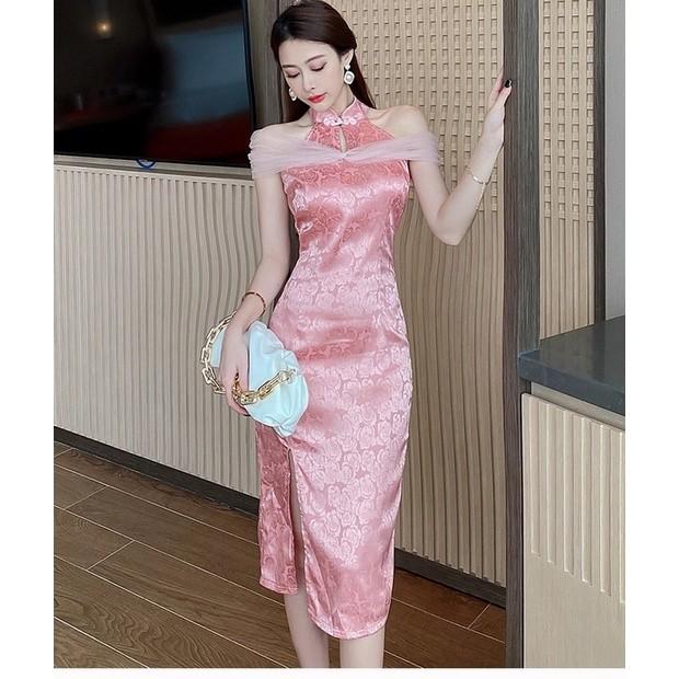 GAUN DRESS BAJU IMLEK CHEONGSAM WANITA IMPORT CELANA MINI ROK PENDEK PAKAIAN TAHUN BARU CHINESE CHIN
