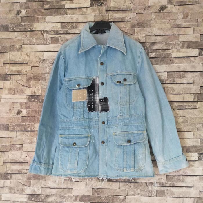 jaket jeans vintage lee union made parka patches denim jacket