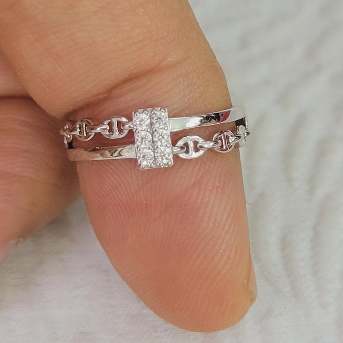 cincin lintring double putih ad emas 75% 750 75 %