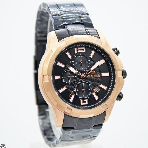 JAM TANGAN ANALOG PRIA HEGNER 1652 HW-1652G HW1652 HW 1652 QUARTZ MOVEMENT BLACK ROSE GOLD STAINLESS