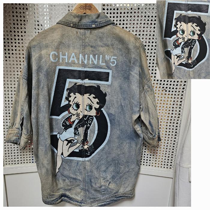 jaket denim jins premium korea betty boop Wanita Jeans Oversize Outer