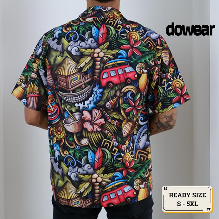 Baju Kemeja Hawai Motif Pria Wanita Lengan Pendek PANTAI HAWAI 049