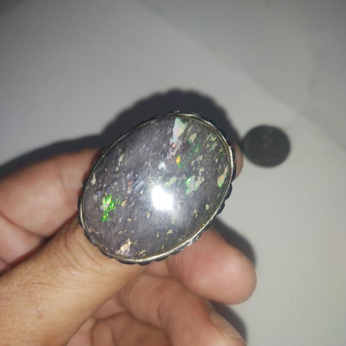 Cincin Kalimaya Black Opal Boulder Koral Jarong Banten Jumbo Ring Monel Hand Made Kode Ba 040 Nett