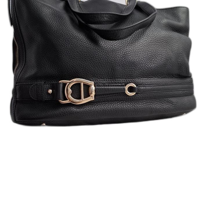 totebag wanita Aigner Munich Germany preloved like new black calf leather embos