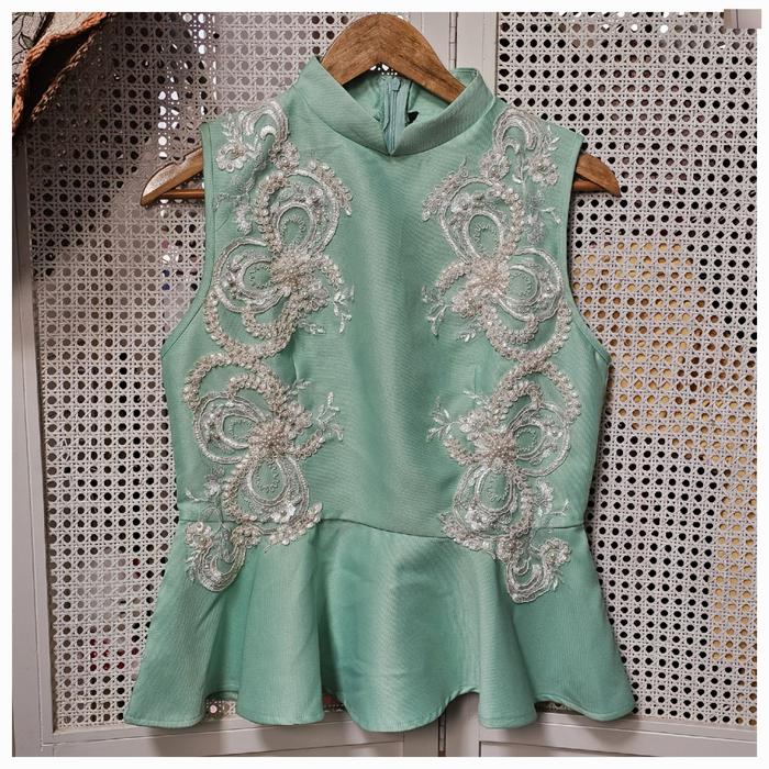 blus atasan pesta bunga brokat Wanita Baju Kondangan