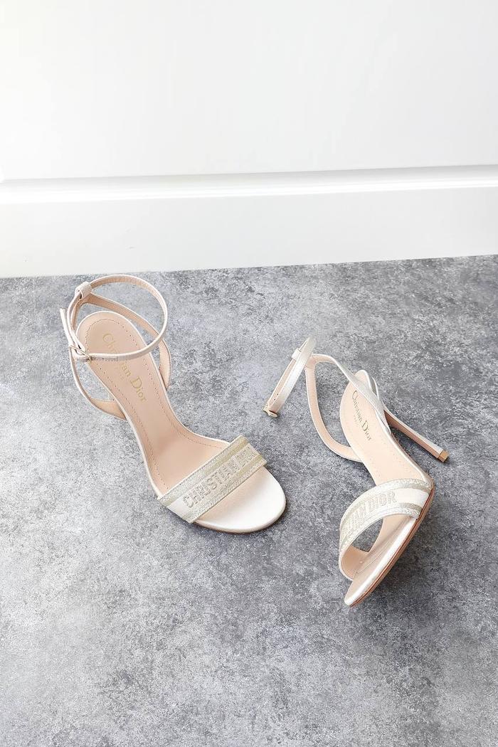 Dior dway heels 100mm ankle strap sandal in gold
