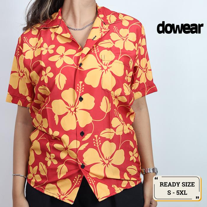 Dowear Baju Kemeja Kekinian Hem Motif Pria Wanita Trend Distro Jumbo Terbaru BUNGA VINTAGE 244