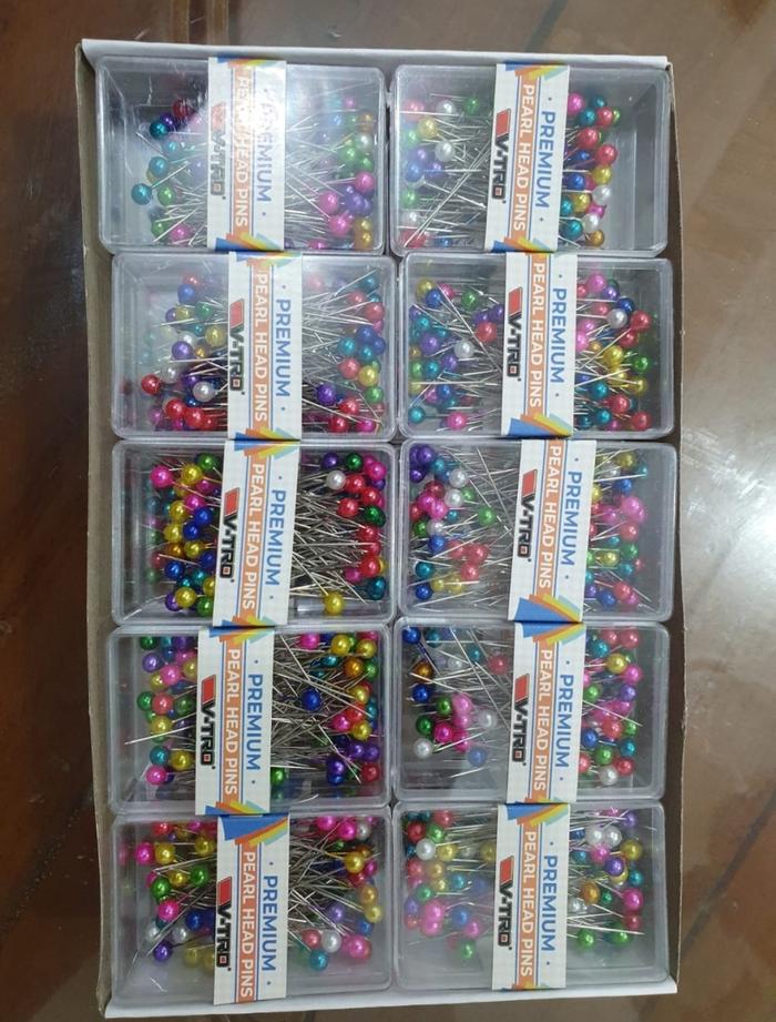 jarum pentul vtro box plastik premium besar head pin warna