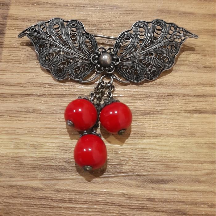 Bros Vintage Ribbon Red Coral Perak Bakar KOTA GEDE Barang Unik Antik Lawas Jadul Kuno Langka Limite