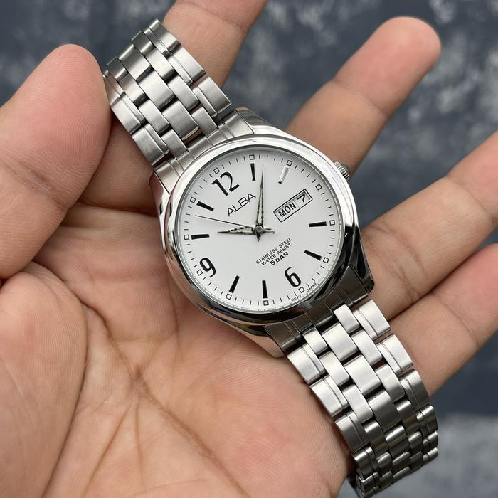 JAM TANGAN PRIA ALBA QUARTZ VX43 X080 ORIGINAL STAINLESS