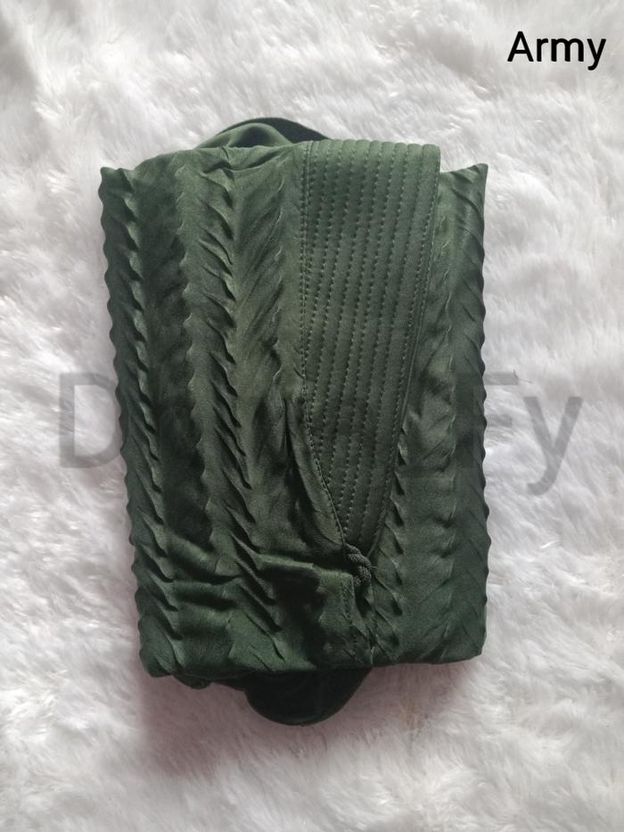 DHIYA Hijab Bergo Pet Motif Padi Jumbo / Kerudung Instan Tali Kepang ARMY