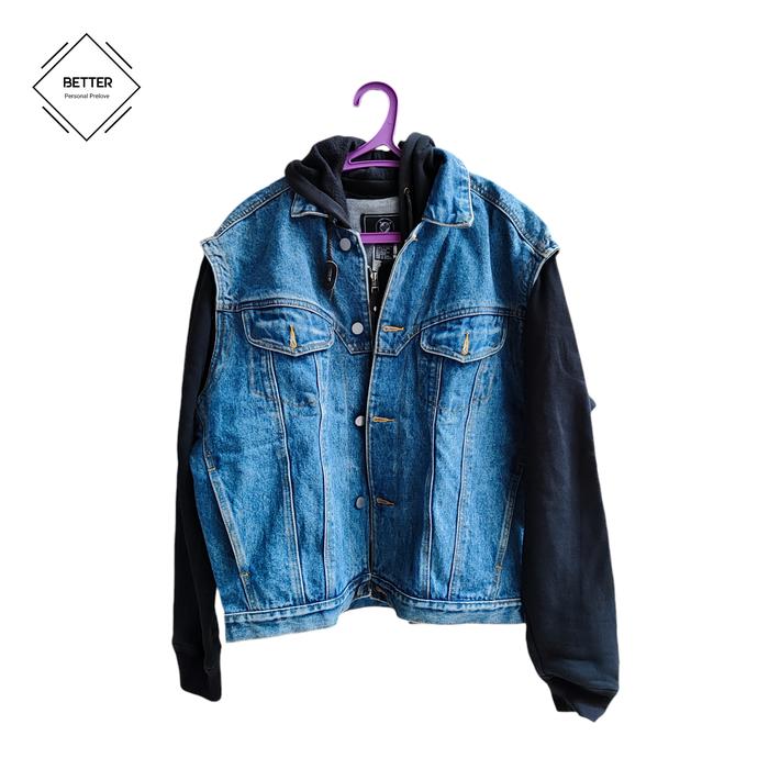 jaket denim jaket jeans pria lengan panjang superman original DC