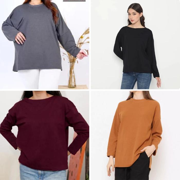 Uniqlo Knit Ribbed Boat Neck Sweater Oversive Sweater Wanita