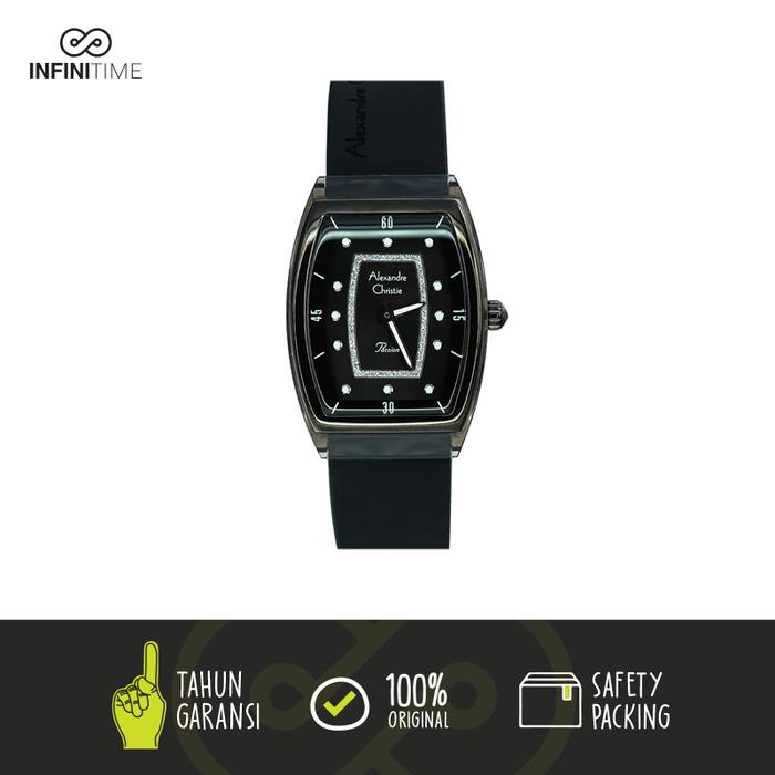 Jam Tangan Wanita Alexandre Christie AC 2847 Full Black Rubber Wanita