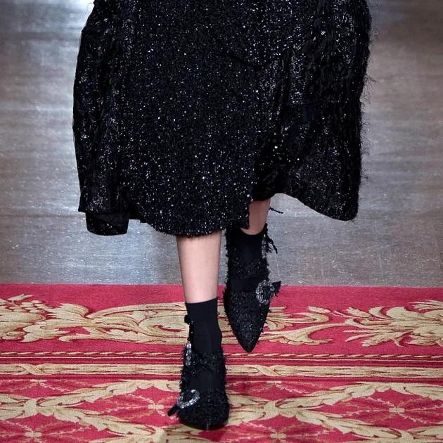【 SIMONE ROCHA 】 WOMAN EMBELLISHED BOUCLE- BLACK TWEED SHOES ( size : 39 )