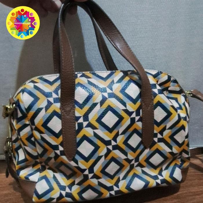Preloved Tas wanita Fossil Warna kotak kotak kuning