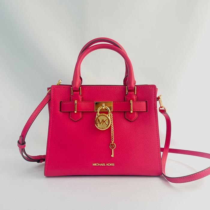 tas wanita mk hamilton small satchel electric pink vj