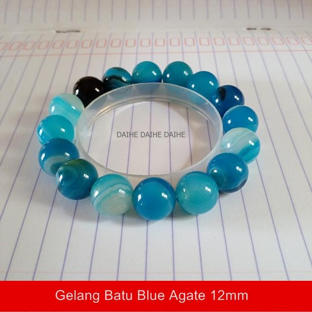 Gelang Batu Blue Agate / Natural Blue Agate Bracelet