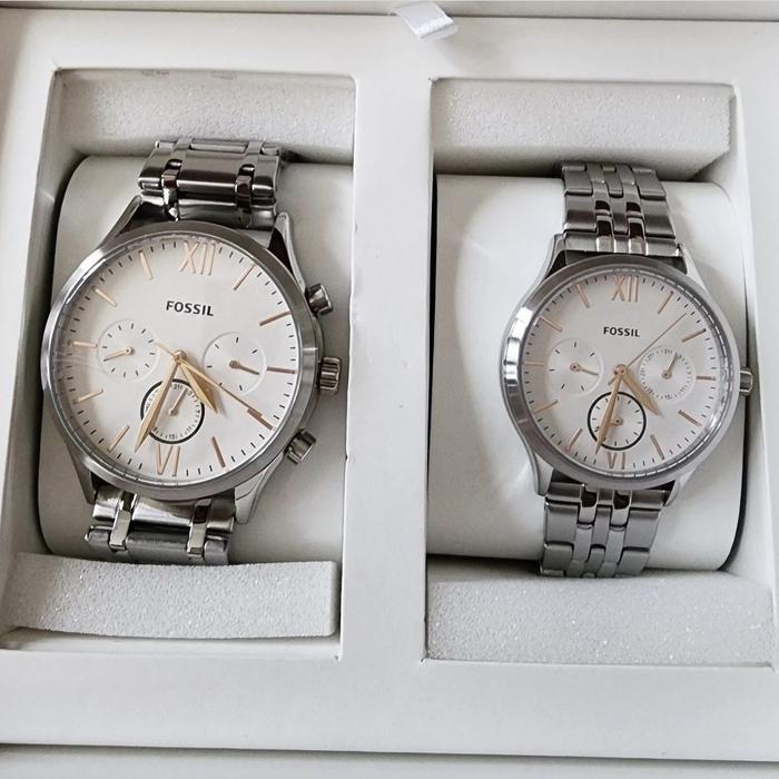 jam tangan pria wanita fossil bq2468 couple set watch ej